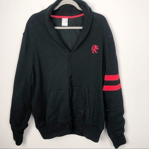NIKELEBRON JAMES Snap Front Shawl Cardigan Black & Red Men’s Size X-Large